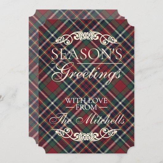 Classic Red Dark Blue Green Plaid Pattern Feestdagenkaart (Voorkant / Achterkant)