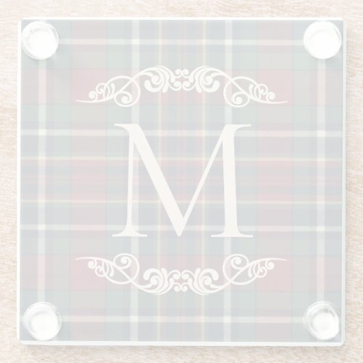 Classic Red Dark Blue Green Plaid Pattern Glazen Onderzetter (Achterkant)