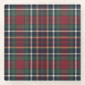 Classic Red Dark Blue Green Plaid Pattern Glazen Onderzetter (Voorkant)