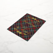 Classic Red Dark Blue Green Plaid Pattern Gold Folie Feestdagen Briefkaart (Gedraaid)