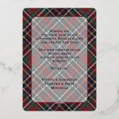 Classic Red Dark Blue Green Plaid Pattern Gold Folie Feestdagenkaart (Achterkant)