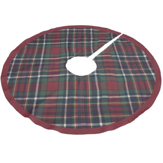Classic Red Dark Blue Green Plaid Pattern Kerstboom Rok (Gekanteld)