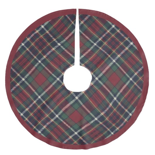 Classic Red Dark Blue Green Plaid Pattern Kerstboom Rok (Voorkant)