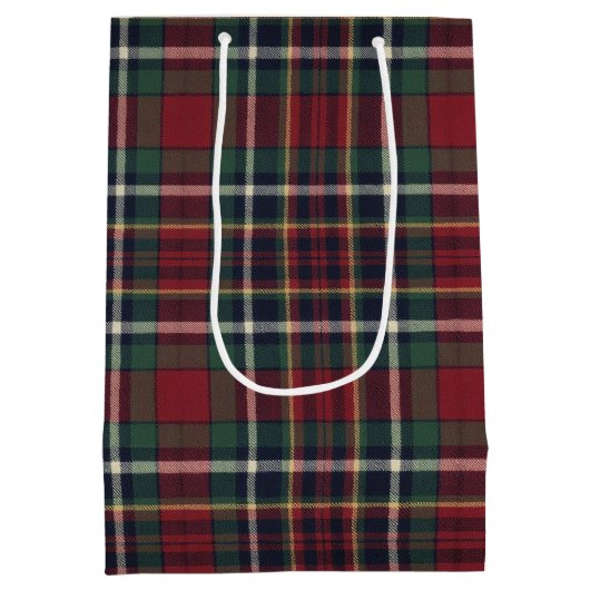 Classic Red Dark Blue Green Plaid Pattern Medium Cadeauzakje (Achterkant)