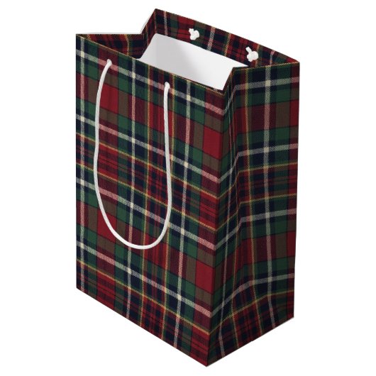 Classic Red Dark Blue Green Plaid Pattern Medium Cadeauzakje (Achterkant Gekanteld)