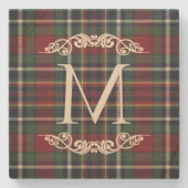 Classic Red Dark Blue Green Plaid Pattern Stenen Onderzetter (Voorkant)