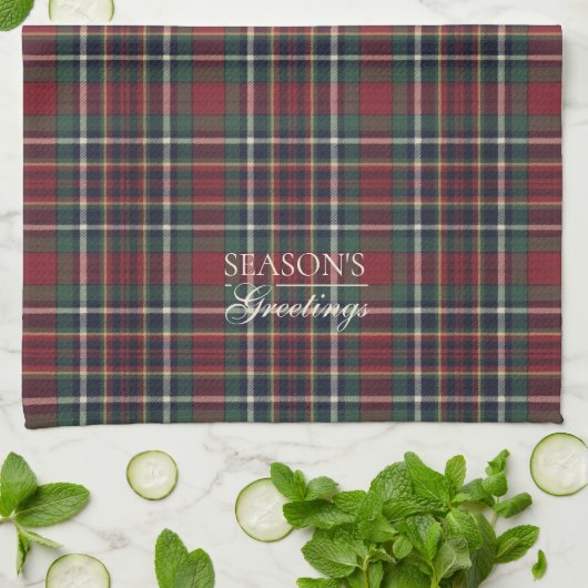 Classic Red Dark Blue Green Plaid Pattern Theedoek (Gevouwen)