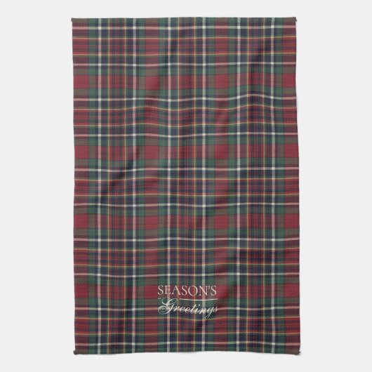 Classic Red Dark Blue Green Plaid Pattern Theedoek (Verticaal)