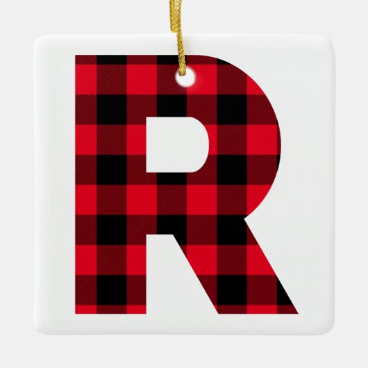Classic Red en Black Buffalo Check R Monogram Keramisch Ornament (Voorkant)