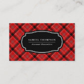 Classic Red en Black Tartan Patroon Visitekaartje (Voorkant)