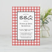 Classic Red en White Gingham BBQ Picnic Party Kaart (Staand voorkant)