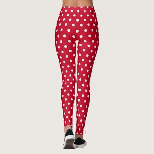 Classic Red en White Polka Dot Pattern Leggings (Achterkant)