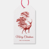 Classic Red French Toile Deer in Forest Cadeaulabel (Voorkant)