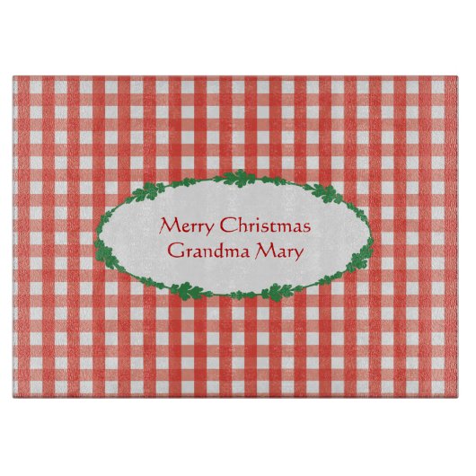 Classic Red Gingham Check Patroon Snijplank (Voorkant)