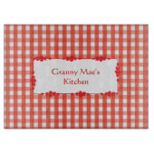 Classic Red Gingham Check Patroon Snijplank (Voorkant)