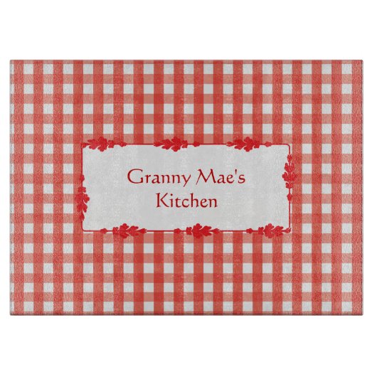 Classic Red Gingham Check Patroon Snijplank (Voorkant)