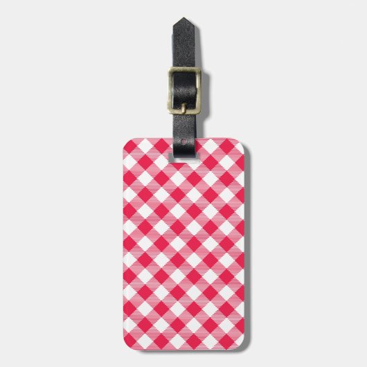 Classic Red Gingham Country Patroon Bagagelabel (Voorkant verticaal)