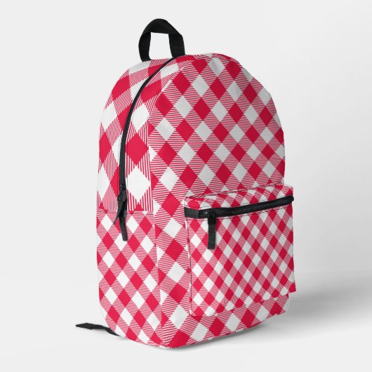 Classic Red Gingham Country Patroon Bedrukte Rugzak (Achterkant Hoek Links)