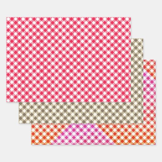 Classic Red Gingham Country Patroon Inpakpapier Vel (Set)
