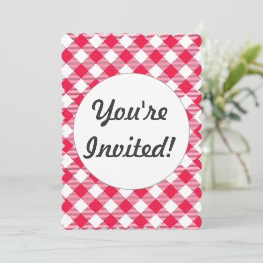 Classic Red Gingham Country Patroon Kaart (Staand voorkant)