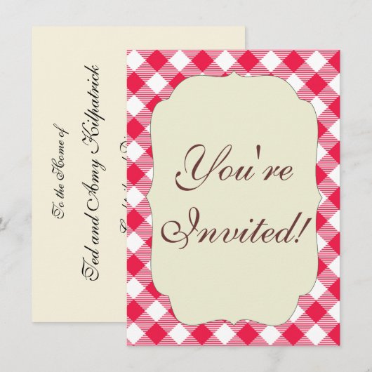 Classic Red Gingham Country Patroon Kaart (Voorkant / Achterkant)