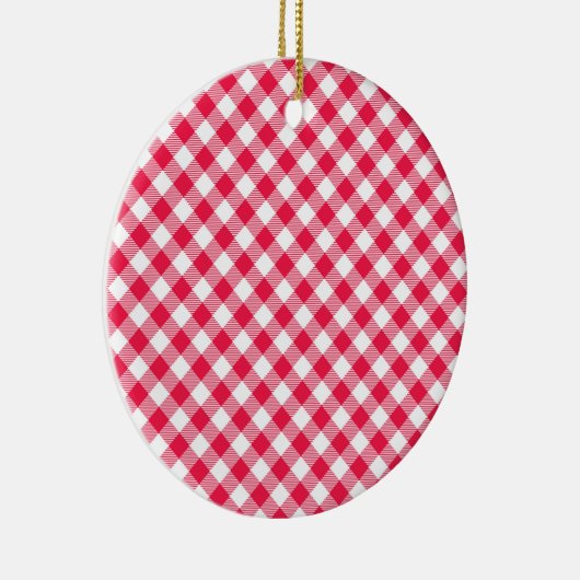 Classic Red Gingham Country Patroon Keramisch Ornament (Rechts)