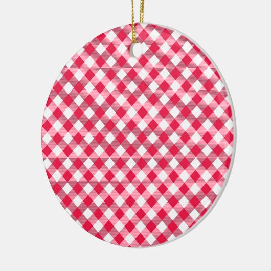 Classic Red Gingham Country Patroon Keramisch Ornament (Links)