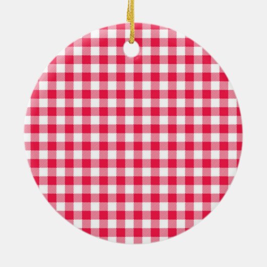 Classic Red Gingham Country Patroon Keramisch Ornament (Achterkant)