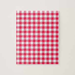Classic Red Gingham Country Patroon Legpuzzel