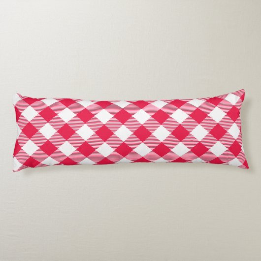 Classic Red Gingham Country Patroon Lichaamskussen (Achterkant)