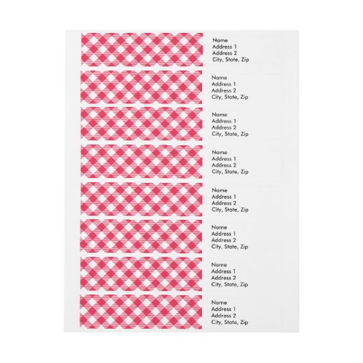 Classic Red Gingham Country Patroon Omwikkelbaar Adreslabel (Vel)
