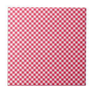 Classic Red Gingham Country Patroon Tegeltje