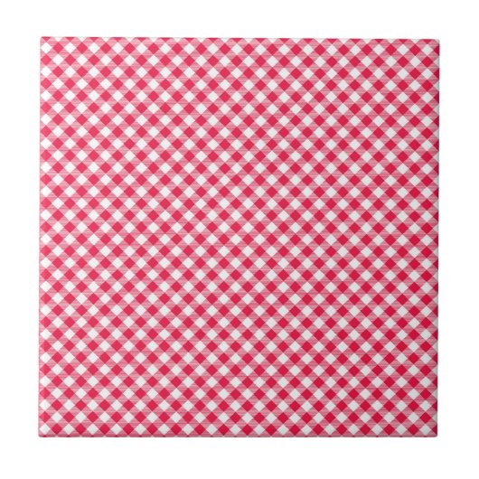 Classic Red Gingham Country Patroon Tegeltje (Voorkant)