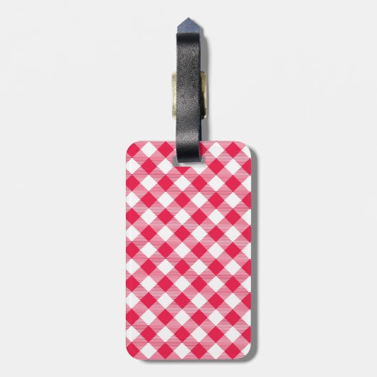 Classic Red Gingham Country Pattern Bagagelabel (Achterkant verticaal)