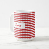 Classic Red Gingham Personalized Name  Koffiemok (Voorkant links)
