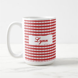 Classic Red Gingham Personalized Name  Koffiemok