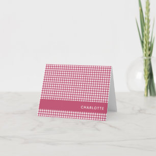 Classic Red Gingham Pset Pattern gepersonaliseerd Notitiekaartje
