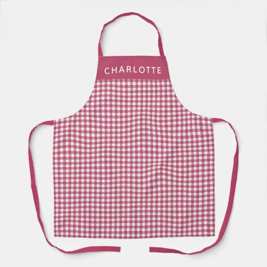 Classic Red Gingham Pset Pattern gepersonaliseerd Schort (Voorkant)