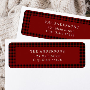 Classic Red Gingham Retouradres Etiket