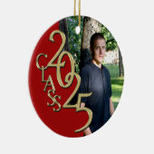 Classic Red Gold 2025 Afstuderen Foto Keramisch Ornament (Rechts)