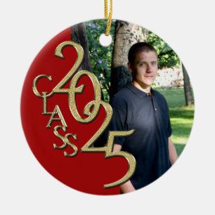Classic Red Gold 2025 Afstuderen Foto Keramisch Ornament