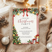 Classic Red Gold Christmas Invitation Kaart