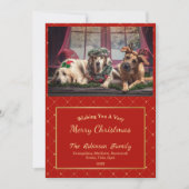 Classic Red Gold Glam Foto Kerst Flat Feestdagenkaart (Voorkant)