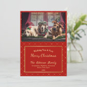 Classic Red Gold Glam Foto Kerst Flat Feestdagenkaart (Staand voorkant)