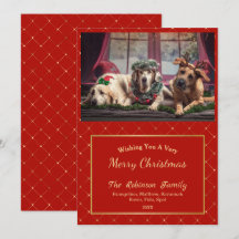 Classic Red Gold Glam Foto Kerst Flat