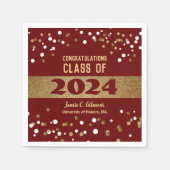 Classic Red Gold Klasse van 2024 Naam Afstuderen Servet (Voorkant)