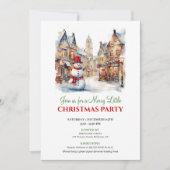 Classic red green Christmas scene party card Kaart (Voorkant)