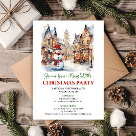 Classic red green Christmas scene party card Kaart