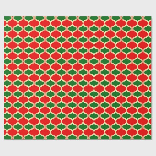 Classic Red Green en Faux Gold Ogee Pattern Cadeaupapier (Vlak)