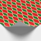 Classic Red Green en Faux Gold Ogee Pattern Cadeaupapier (Hoek)
